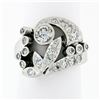 Image 1 : Fancy Antique Art Deco Platinum 1.24 ctw Diamond Flower Leaf Dinner Cocktail Rin