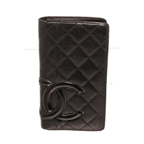 Chanel Black Leather Cambon Bifold Wallet