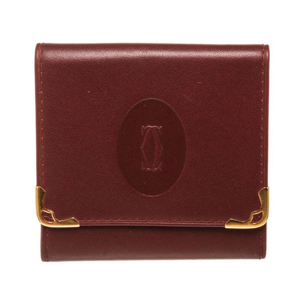 Cartier Beige Leather Coin Purse Wallet