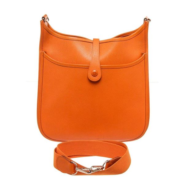 Hermes Red Leather Evelyne 2 GM Crossbody Bag