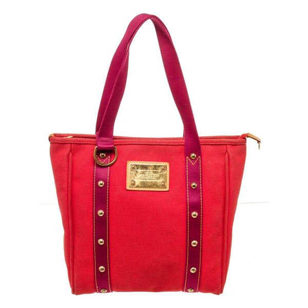 Louis Vuitton Red Purple Canvas Cabas Antigua MM Tote Bag
