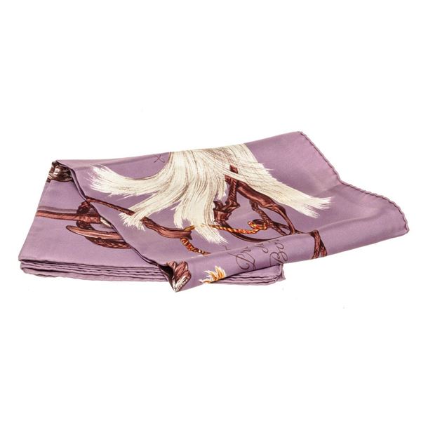Hermes Purple Silk Scarf