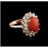 Image 1 : 14KT Rose Gold 8.88 ctw Coral and Diamond Ring