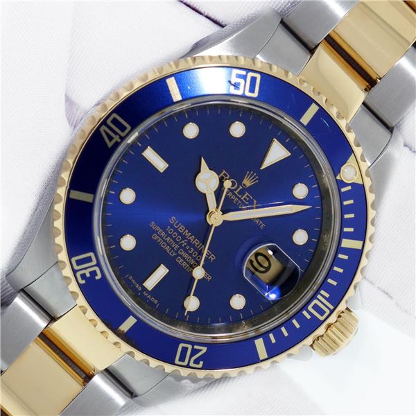 Rolex Mens 2T 18K Yellow Gold And Stainless Submariner 40MM With Box