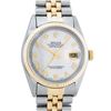 Image 1 : Rolex Mens 2T Mother Of Pearl Roman Datejust Oyster Perpetual Wristwatch 36MM