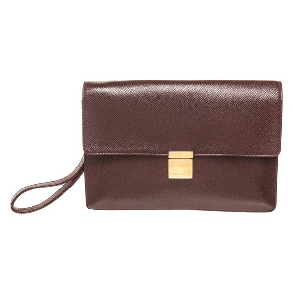 Louis Vuitton Burgundy Leather Selenga Clutch Bag