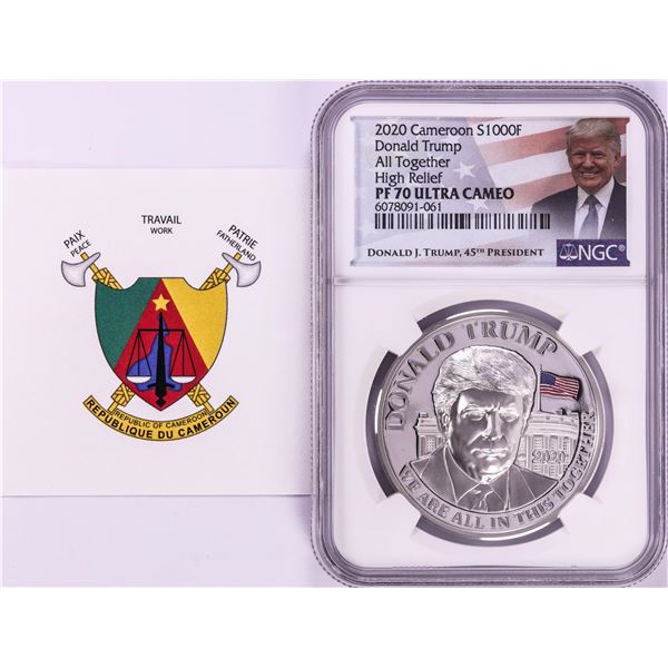 2020 Cameroon S1000F Donald Trump All Together High Relief PF 70 Ultra Cameo 1oz