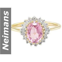 1.75 ct Pink Tourmaline & Diamond Ring 14kt Gold