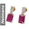 Image 1 : 3.08 ct Ruby & White Sapphire Earrings 14kt Gold