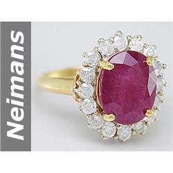 Stunning 7.60 ct  Rare Ruby & Diamond Ring 14kt Gold