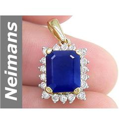 4.19 ct Sapphire & Diamond Pendant 14kt Gold