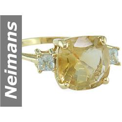 5.50 ct Citrine & White Sapphire Ring 14kt Gold