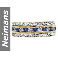 1.00 ct Blue & White Sapphire & Diamond Ring 14kt Gold