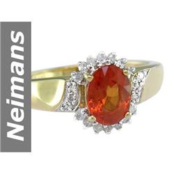 Hot 1.77 ct Orange Sapphire & Diamond Ring 14kt Gold