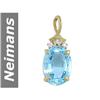 Image 1 : 3.54 ct Blue Topaz & Diamond Pendant 14kt Gold