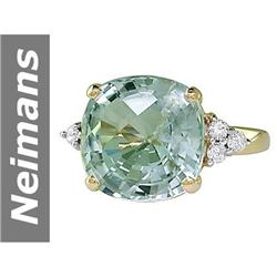 8.33 ct Green Amethyst & Diamond Ring 14kt Gold