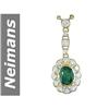 Image 1 : 1.55 ct Green Sapphire & Diamond Necklace 14kt Gold
