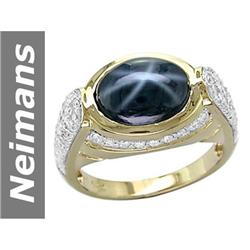 5.18 ct Star Sapphire & Diamond Ring 14kt Gold