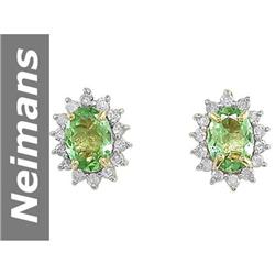 2.09 ct Tsavorite & Diamond Earrings 14kt Gold