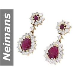 11.03 ct Ruby & Diamond Earrings 14kt Gold