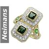 Image 1 : 2.04 ct Green Tourmaline & Tsavorite & Diamond Ring 14kt Gold