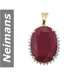 26.12 ct Ruby & White Sapphire Pendant 14kt Gold