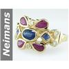 Image 1 : 2.19 ct Blue Sapphire & Ruby & Diamond Ring 14kt Gold