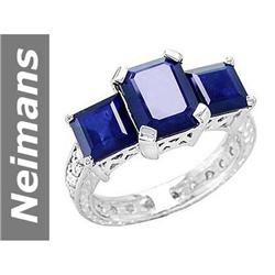 5.40 ct Blue Sapphire & Diamond Ring 14kt Gold