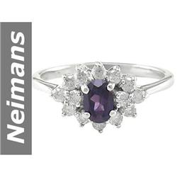 Gem quality 1.62 ct Purple Sapphire & Diamond Ring 14kt Gold