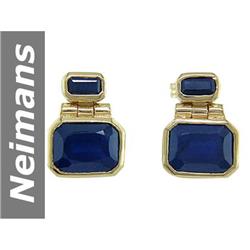 4.10 ct Blue Sapphire Earrings 14kt Gold