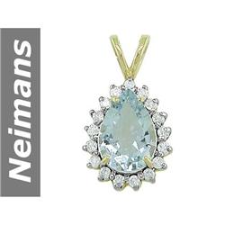 1.84 ct Aquamarine & Diamond Pendant 14kt Gold