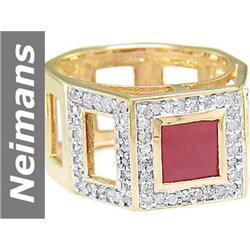 2.01 ct Ruby & Diamond Gents Ring 14kt Gold