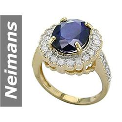 6.59 ct Sapphire & Diamond Ring 14kt Gold