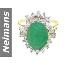 6.30 ct Emerald & Diamond Ring 14kt Gold