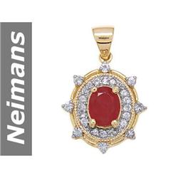 3.06 ct Ruby & White Sapphire Pendant 14kt Gold
