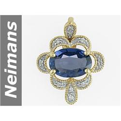 4.90 ct Blue Spinel & Diamond Pendant 14kt Gold