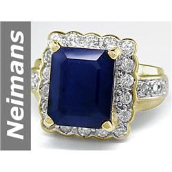 Stunning 6.64 ct Sapphire & Diamond Ring 14kt Gold