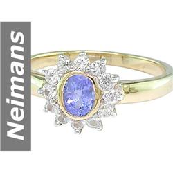 Outstanding 1.00 ct Tanzanite & White Sapphire Ring 14kt Gold