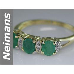 Genuine 1.50 ct Emerald & Diamond Ring 14kt Gold