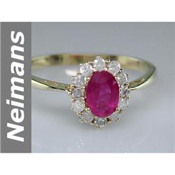 Gem quality 0.84 ct Ruby & Diamond Ring 14kt Gold
