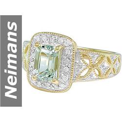 1.25 ct Green Amethyst & Diamond Ring 14kt Gold