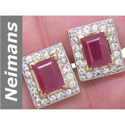 6.26 ct Ruby & White Sapphire Earrings 14kt Gold