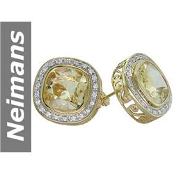 10.25 ct Citrine & Diamond Earrings 14kt Gold