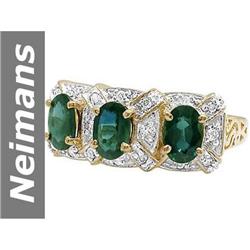Antique Deco 2.25 ct Green Sapphire & Diamond Ring 14K