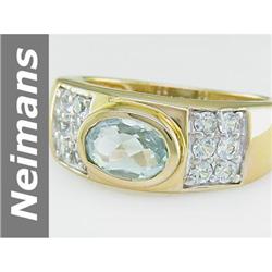 1.70 ct Aquamarine & White Sapphire Ring 14kt Gold