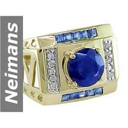 Authentic 3.50 ct Blue Sapphire & Diamond Gent's Ring