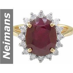 6.50 ct Ruby & Diamond Ring 14kt Gold
