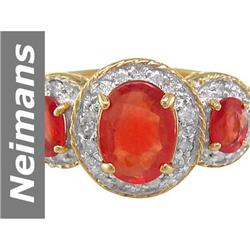 Lovely 4.00 ct Orange Sapphire & Diamond Ring 14kt Gold