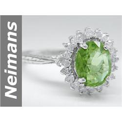 Absolutely Stunning 2.48 ct Green Zircon & Diamond Ring 14kt Gold $1