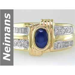 Art Deco 1.25 ct Sapphire & Diamond Ring 14kt Gold